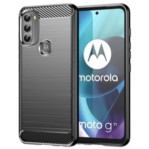 Husa Supreme Carbon compatibila cu Motorola Moto G71, Protectie precisa, Design canelat, Margini ranforsate, Anti-amprente, Negru