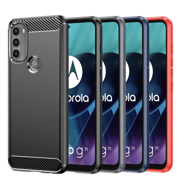 Husa Supreme Carbon compatibila cu Motorola Moto G71, Protectie precisa, Design canelat, Margini ranforsate, Anti-amprente, Negru