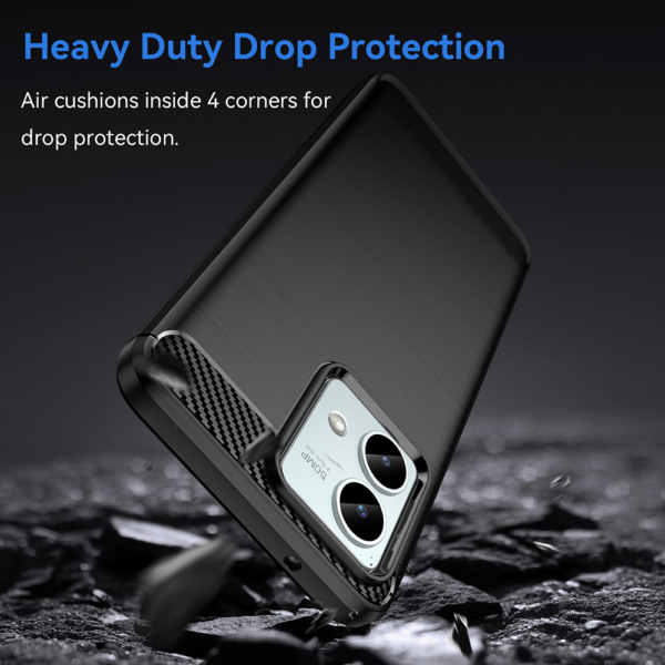 Husa Supreme Carbon compatibila cu Motorola Moto G84, Protectie precisa, Design canelat, Margini ranforsate, Anti-amprente, Negru