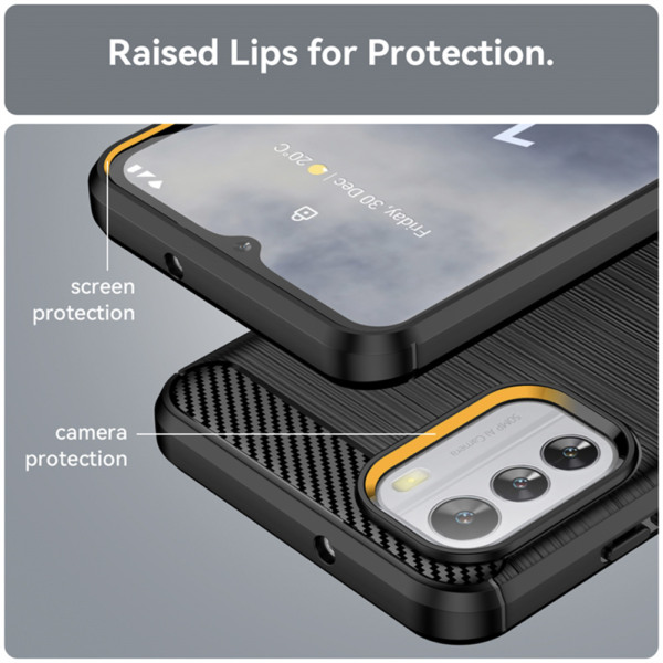 Husa Supreme Carbon compatibila cu Nokia G42, Protectie precisa, Design canelat, Margini ranforsate, Anti-amprente, Negru