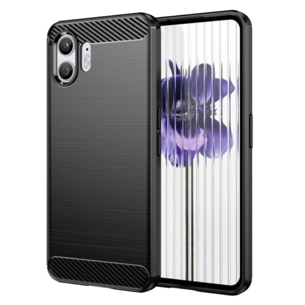 Husa Supreme Carbon compatibila cu Nothing Phone 2, Protectie precisa, Design canelat, Margini ranforsate, Anti-amprente, Negru