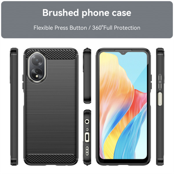 Husa Supreme Carbon compatibila cu Oppo A38, Protectie precisa, Design canelat, Margini ranforsate, Anti-amprente, Negru