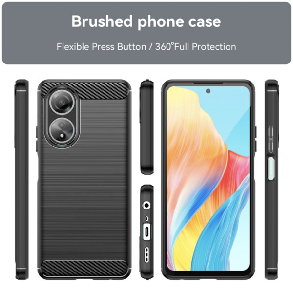 Husa Supreme Carbon compatibila cu Oppo A58 4G, Protectie precisa, Design canelat, Margini ranforsate, Anti-amprente, Negru