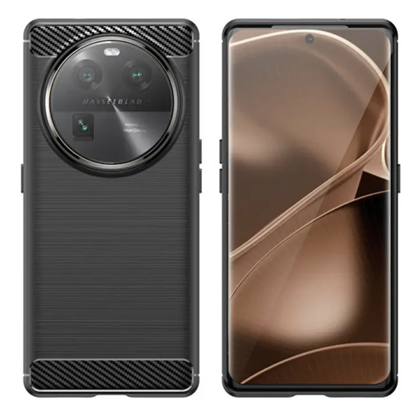 Husa Supreme Carbon compatibila cu Oppo Find X6 Pro, Protectie precisa, Design canelat, Margini ranforsate, Anti-amprente, Negru