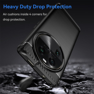 Husa Supreme Carbon compatibila cu Oppo Find X6 Pro, Protectie precisa, Design canelat, Margini ranforsate, Anti-amprente, Negru