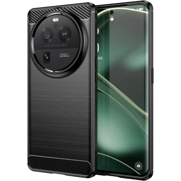 Husa Supreme Carbon compatibila cu Oppo Find X6 Pro, Protectie precisa, Design canelat, Margini ranforsate, Anti-amprente, Negru