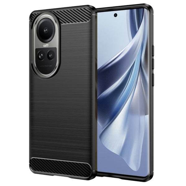 Husa Supreme Carbon compatibila cu Oppo Reno10, Protectie precisa, Design canelat, Margini ranforsate, Anti-amprente, Negru