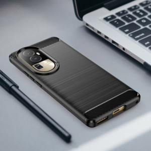 Husa Supreme Carbon compatibila cu Oppo Reno10, Protectie precisa, Design canelat, Margini ranforsate, Anti-amprente, Negru