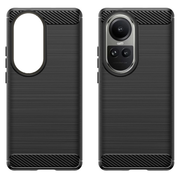 Husa Supreme Carbon compatibila cu Oppo Reno10, Protectie precisa, Design canelat, Margini ranforsate, Anti-amprente, Negru