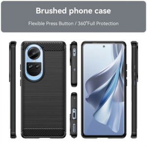 Husa Supreme Carbon compatibila cu Oppo Reno10 Pro, Protectie precisa, Design canelat, Margini ranforsate, Anti-amprente, Negru