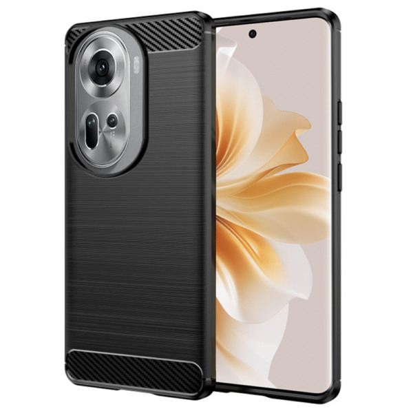 Husa Supreme Carbon compatibila cu Oppo Reno11, Protectie precisa, Design canelat, Margini ranforsate, Anti-amprente, Negru