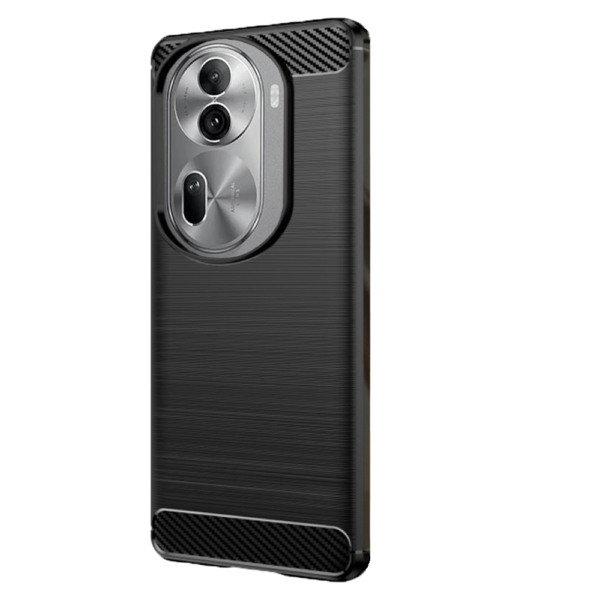 Husa Supreme Carbon compatibila cu Oppo Reno11 Pro, Protectie precisa, Design canelat, Margini ranforsate, Anti-amprente, Negru