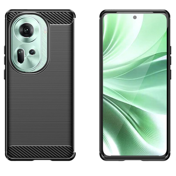 Husa Supreme Carbon compatibila cu Oppo Reno11, Protectie precisa, Design canelat, Margini ranforsate, Anti-amprente, Negru