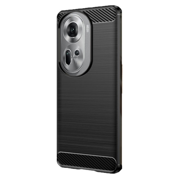 Husa Supreme Carbon compatibila cu Oppo Reno11, Protectie precisa, Design canelat, Margini ranforsate, Anti-amprente, Negru