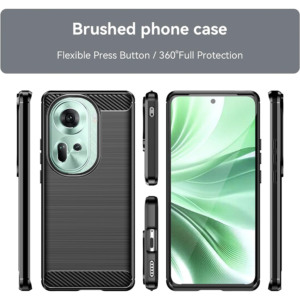 Husa Supreme Carbon compatibila cu Oppo Reno11, Protectie precisa, Design canelat, Margini ranforsate, Anti-amprente, Negru