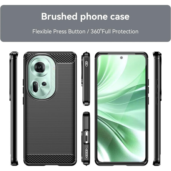 Husa Supreme Carbon compatibila cu Oppo Reno11, Protectie precisa, Design canelat, Margini ranforsate, Anti-amprente, Negru