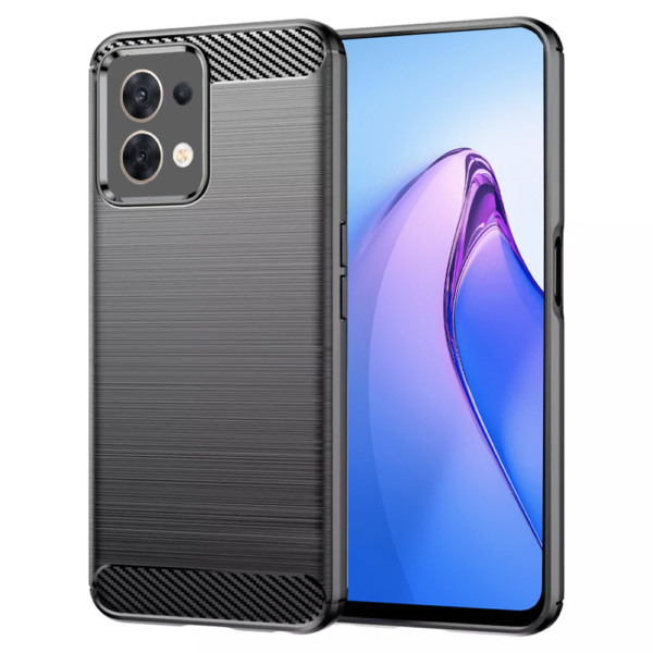 Husa Supreme Carbon compatibila cu Oppo Reno 8 5G, Protectie precisa, Design canelat, Margini ranforsate, Anti-amprente, Negru