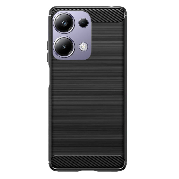 Husa Supreme Carbon compatibila cu Poco M6 Pro 4G, Protectie precisa, Design canelat, Margini ranforsate, Anti-amprente, Negru