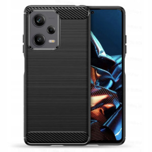 Husa Supreme Carbon compatibila cu Poco X5 Pro, Protectie precisa, Design canelat, Margini ranforsate, Anti-amprente, Negru