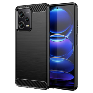 Husa Supreme Carbon compatibila cu Poco X5 Pro, Protectie precisa, Design canelat, Margini ranforsate, Anti-amprente, Negru