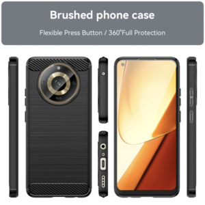 Husa Supreme Carbon compatibila cu Realme 11, Protectie precisa, Design canelat, Margini ranforsate, Anti-amprente, Negru