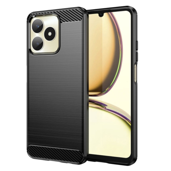 Husa Supreme Carbon compatibila cu Realme C53, Protectie precisa, Design canelat, Margini ranforsate, Anti-amprente, Negru