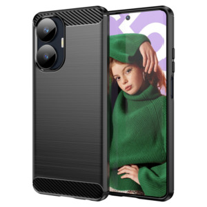 Husa Supreme Carbon compatibila cu Realme C55, Protectie precisa, Design canelat, Margini ranforsate, Anti-amprente, Negru