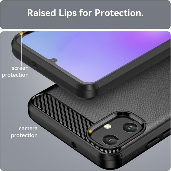 Husa Supreme Carbon compatibila cu Samsung Galaxy A05, Protectie precisa, Design canelat, Margini ranforsate, Anti-amprente, Negru