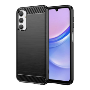 Husa Supreme Carbon compatibila cu Samsung Galaxy A15 4G, Protectie precisa, Design canelat, Margini ranforsate, Anti-amprente, Negru