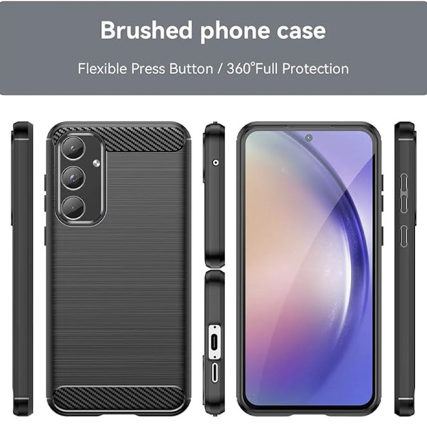 Husa Supreme Carbon compatibila cu Samsung Galaxy A55 5G, Protectie precisa, Design canelat, Margini ranforsate, Anti-amprente, Negru