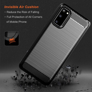 Husa Supreme Carbon compatibila cu Samsung Galaxy S20, Protectie precisa, Design canelat, Margini ranforsate, Anti-amprente, Negru