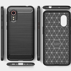 Husa Supreme Carbon compatibila cu Samsung Galaxy Xcover7, Protectie precisa, Design canelat, Margini ranforsate, Anti-amprente, Negru