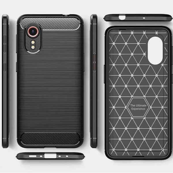 Husa Supreme Carbon compatibila cu Samsung Galaxy Xcover7, Protectie precisa, Design canelat, Margini ranforsate, Anti-amprente, Negru