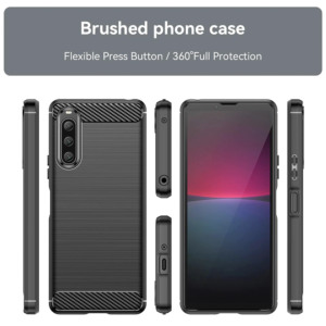 Husa Supreme Carbon compatibila cu Sony Xperia 10 V, Protectie precisa, Design canelat, Margini ranforsate, Anti-amprente, Negru