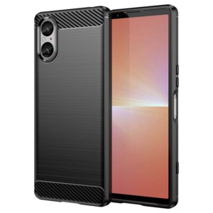 Husa Supreme Carbon compatibila cu Sony Xperia 5 V, Protectie precisa, Design canelat, Margini ranforsate, Anti-amprente, Negru