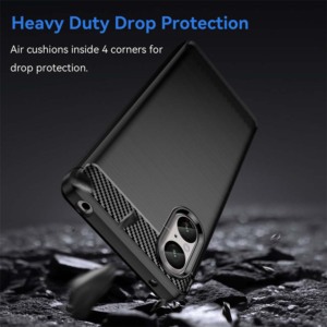 Husa Supreme Carbon compatibila cu Sony Xperia 5 V, Protectie precisa, Design canelat, Margini ranforsate, Anti-amprente, Negru