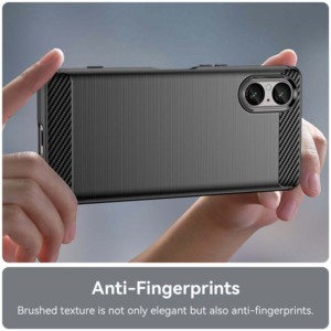 Husa Supreme Carbon compatibila cu Sony Xperia 5 V, Protectie precisa, Design canelat, Margini ranforsate, Anti-amprente, Negru