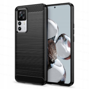 Husa Supreme Carbon compatibila cu Xiaomi 12T Pro, Protectie precisa, Design canelat, Margini ranforsate, Anti-amprente, Negru