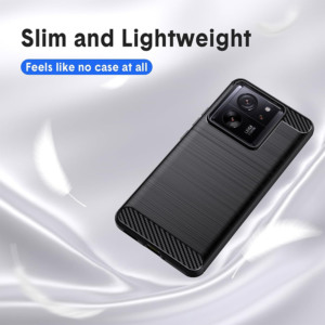 Husa Supreme Carbon compatibila cu Xiaomi 13T / 13T Pro, Protectie precisa, Design canelat, Margini ranforsate, Anti-amprente, Negru