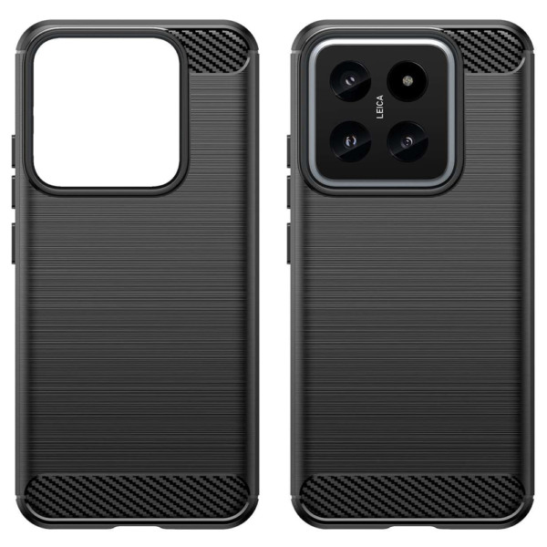 Husa Supreme Carbon compatibila cu Xiaomi 14, Protectie precisa, Design canelat, Margini ranforsate, Anti-amprente, Negru