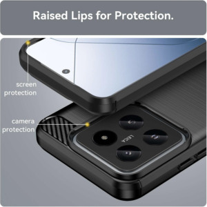 Husa Supreme Carbon compatibila cu Xiaomi 14, Protectie precisa, Design canelat, Margini ranforsate, Anti-amprente, Negru