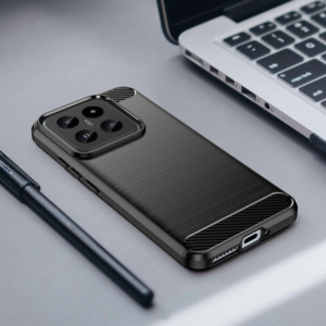 Husa Supreme Carbon compatibila cu Xiaomi 14, Protectie precisa, Design canelat, Margini ranforsate, Anti-amprente, Negru