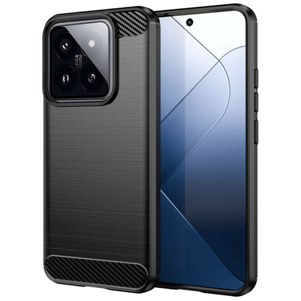 Husa Supreme Carbon compatibila cu Xiaomi 14 Pro, Protectie precisa, Design canelat, Margini ranforsate, Anti-amprente, Negru