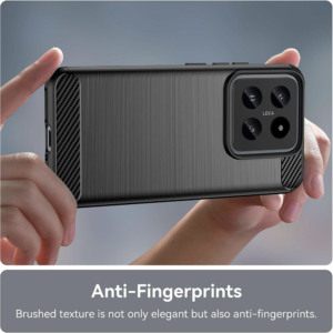 Husa Supreme Carbon compatibila cu Xiaomi 14 Pro, Protectie precisa, Design canelat, Margini ranforsate, Anti-amprente, Negru