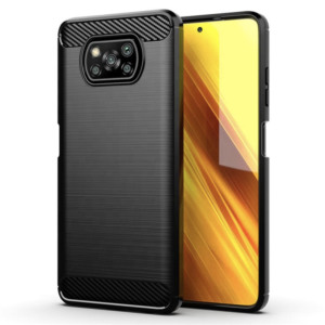 Husa Supreme Carbon compatibila cu Xiaomi Poco X3 / X3 NFC / X3 Pro, Protectie precisa, Design canelat, Margini ranforsate, Anti-amprente, Negru