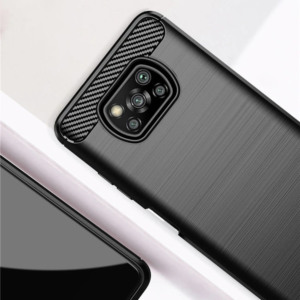 Husa Supreme Carbon compatibila cu Xiaomi Poco X3 / X3 NFC / X3 Pro, Protectie precisa, Design canelat, Margini ranforsate, Anti-amprente, Negru