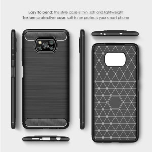 Husa Supreme Carbon compatibila cu Xiaomi Poco X3 / X3 NFC / X3 Pro, Protectie precisa, Design canelat, Margini ranforsate, Anti-amprente, Negru