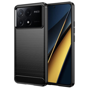 Husa Supreme Carbon compatibila cu Xiaomi Poco X6 Pro, Protectie precisa, Design canelat, Margini ranforsate, Anti-amprente, Negru