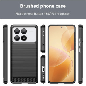 Husa Supreme Carbon compatibila cu Xiaomi Poco X6 Pro, Protectie precisa, Design canelat, Margini ranforsate, Anti-amprente, Negru