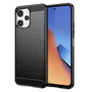 Husa Supreme Carbon compatibila cu Xiaomi Redmi 12 4G, Protectie precisa, Design canelat, Margini ranforsate, Anti-amprente, Negru